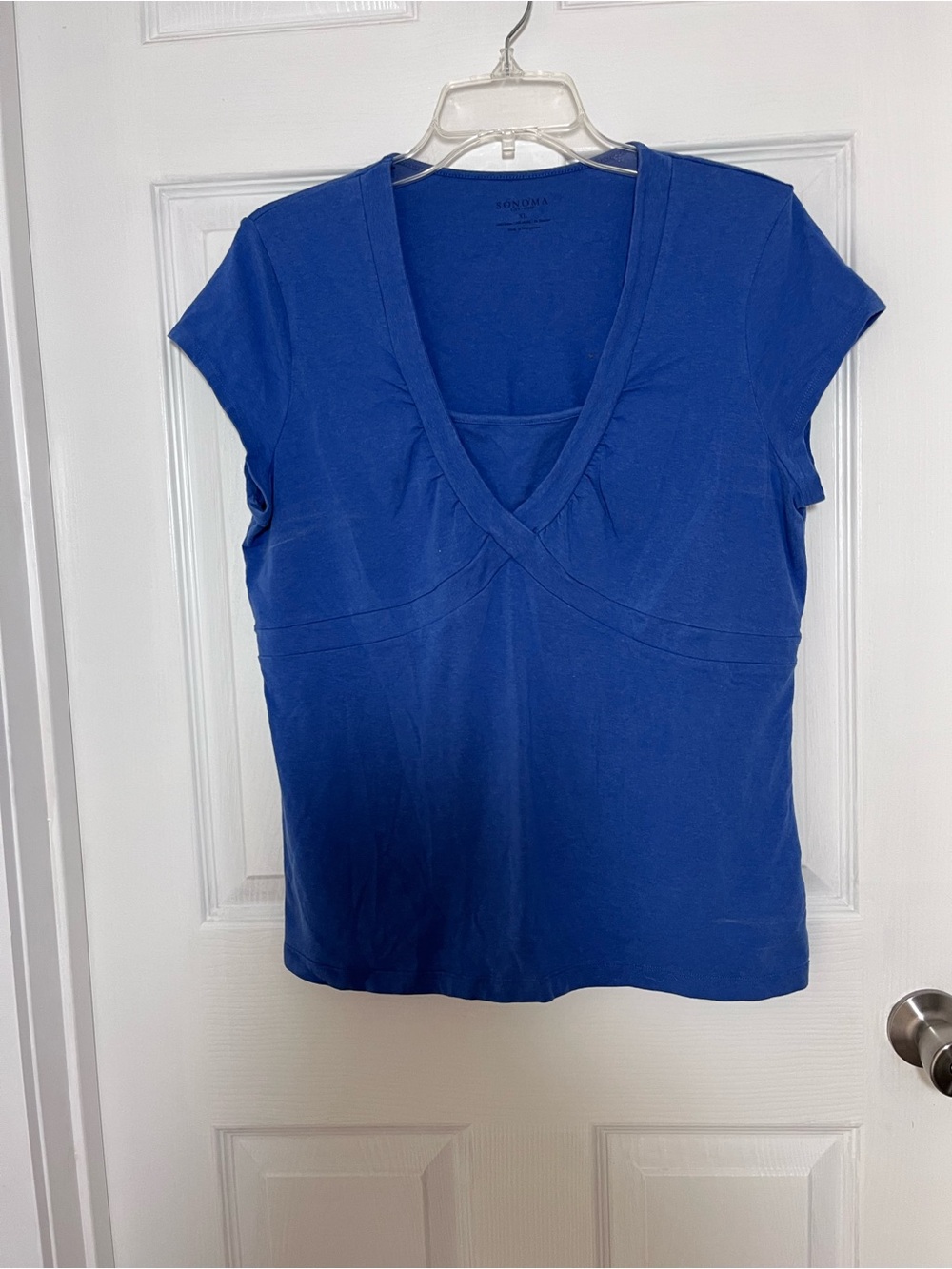 Sonoma V-Neck Short Sleeve Top in Medium Blue
